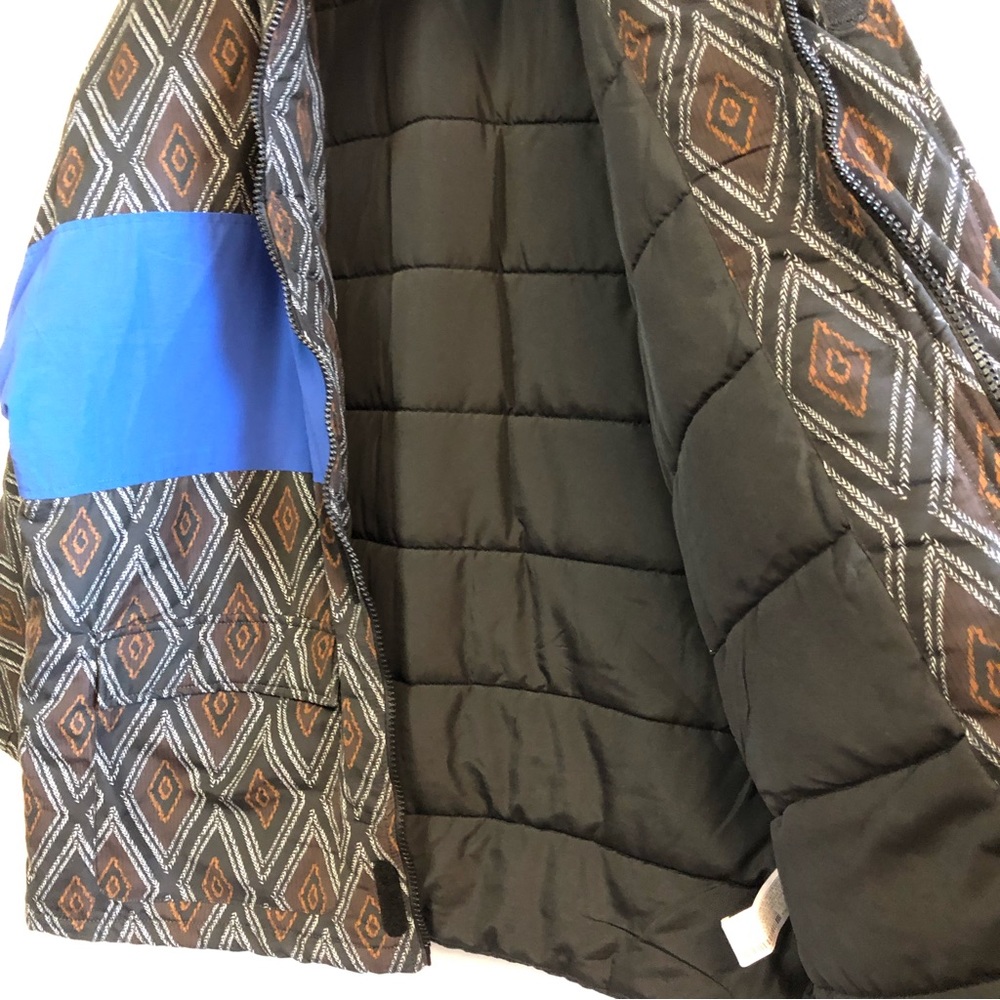 Zara Mens Colorblock Diamond Print Puffer Winter Jacket Size Large NEW - Picture 6 of 14